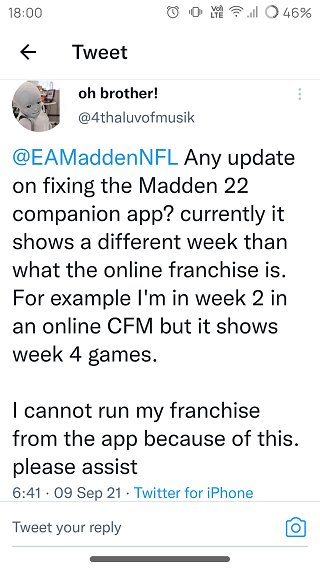 Madden-NFL-22-Companion-app-showing-wrong-week