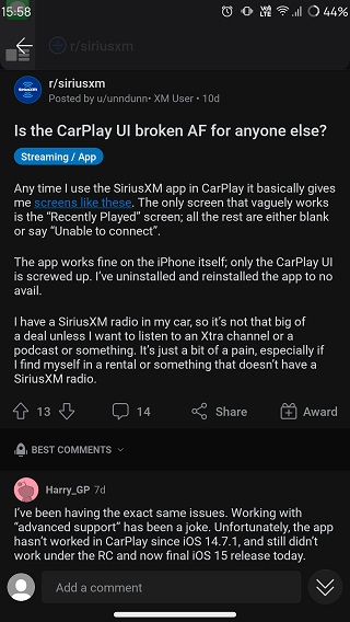 SiriusXM-Unable-to-Connect-on-iOS 15