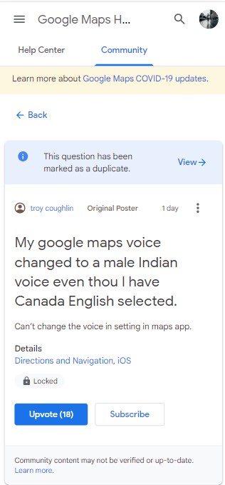 can't change voice google maps
