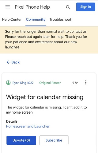 At-a-glance-widget-calendar-missing