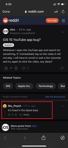 YouTube-videos-bugs-in-iOS-15