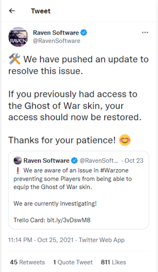 ghost of war skin issue fixed