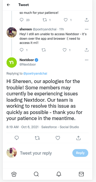 nextdoor is still offline