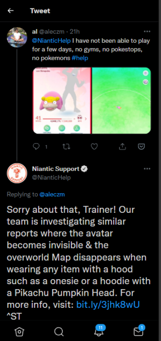 niantic acknowledges invisible avatar issue