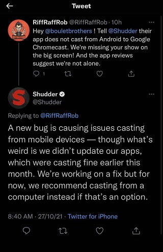 shudder-casting-issue-official-workaround