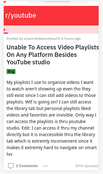 unable to see youtube playlists