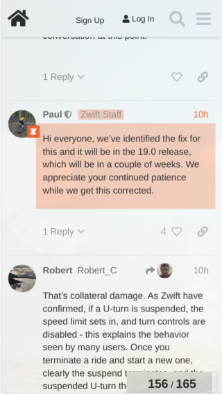 zwift issue acknowledged