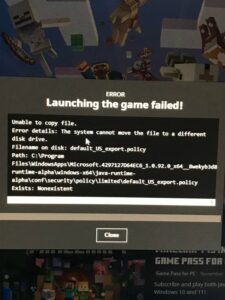 minecraft native launcher update error code 5