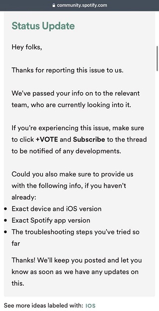 Spotify aware iOS app suddenly redirecting some users to Safari browser