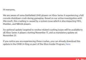 battlefield 2042 xbox issue acknowledged