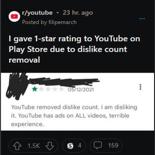 Google-allegedly-deleting-YouTube-1-star-reviews