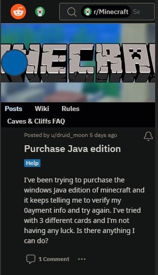 Minecraft-Java-Edition-purchase-not-processing-issue