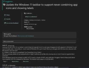Windows-11-taskbar-never-combine-option-missing-feedback-hub