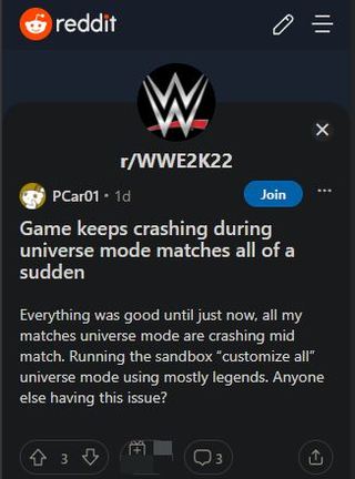 WWE-2k22-crashing-Universe-Mode-patch-1.05-issue