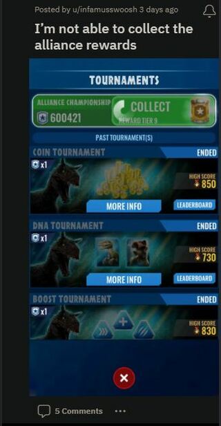 Jurassic-World-Alive-Alliance-Championship-Rewards-issue