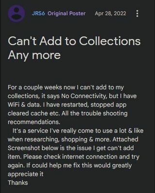 Google-Collections-not-working-loading-issue