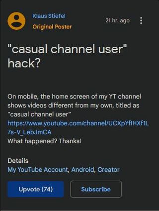 YouTube-CasualChannel-User-videos-hijacked