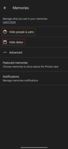 how to disable memories on Google Photos