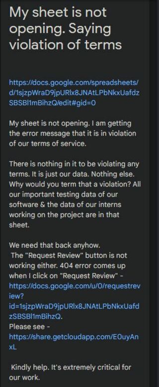 Google-Sheets-violation-of-Terms-of-Service-issue