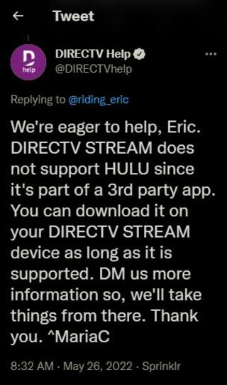 Hulu-DirecTV-not-supported-officially