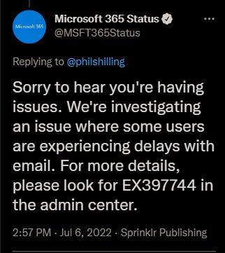 Microsoft-Office-365-delayed-emails-issue-acknowledgement