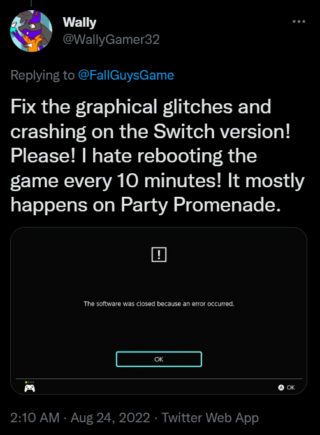 Fall Guys crashing on Nintendo Switch
