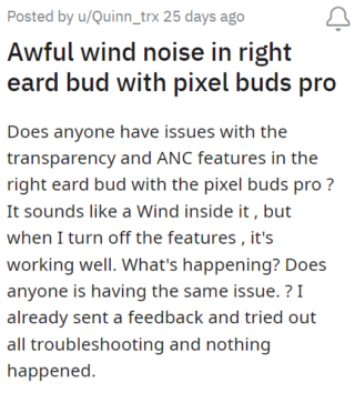 Google Pixel Buds Pro transparency mode not working