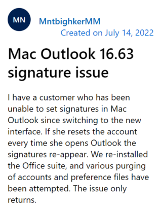 MS Outlook signature issue on Mac