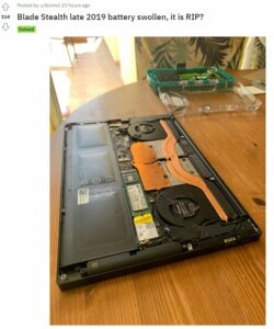 Razer Blade laptops battery swollen or dead