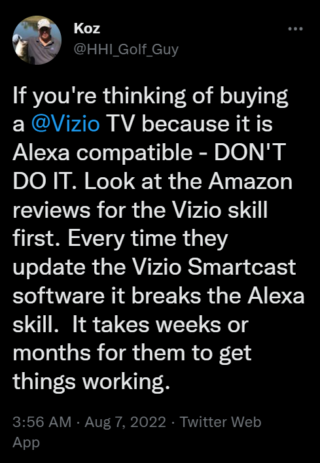Vizio TV SmartCast connectivity issue