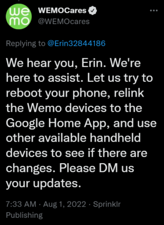 Wemo not connecting issue workaround