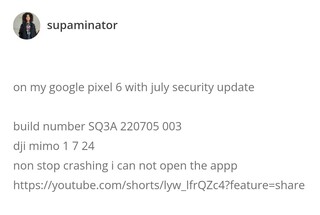 DJI Mimo app crashing on Android 12 units after v1.7.24 replace
