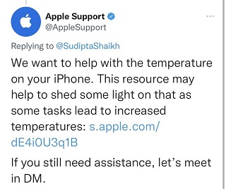 Apple support iPhone overheating