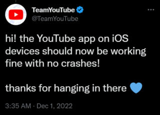 Youtube crash problem