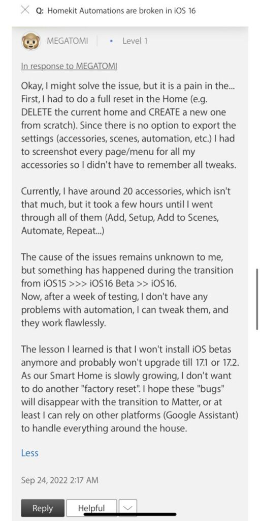 HomeKit automations not working or broken after iOS 16 update
