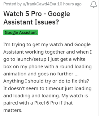 Samsung Galaxy Watch 5 Pro Google Assistant not working