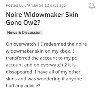 Widowmaker Noire skin missing