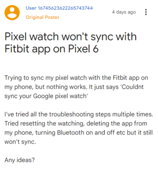 Google Pixel Watch will not sync with Fitbit app? You are not alone