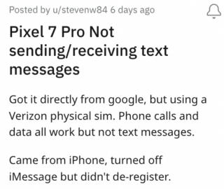 Pixel-7 and 7 pro not sending or receiving sms