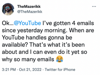 YouTube handles email