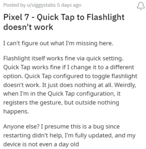 Google-Pixel-Quick-tap-gesture-for-flashlight-not-working