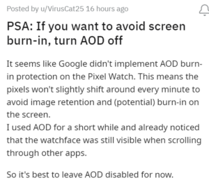 Google-Pixel-watch-screen-AOD-burn-in-workaround