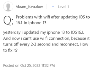 Apple iOS 16.1 Wi-Fi stability