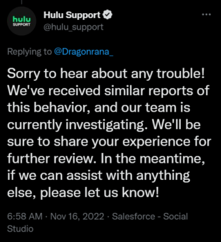 Hulu support