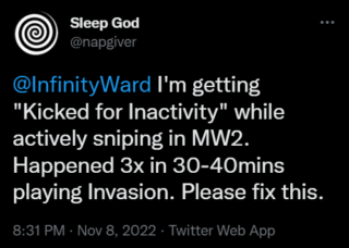 Modern Warfare 2 inactivity issue