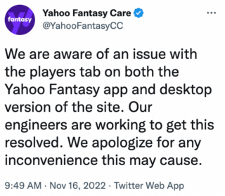 Yahoo fantasy