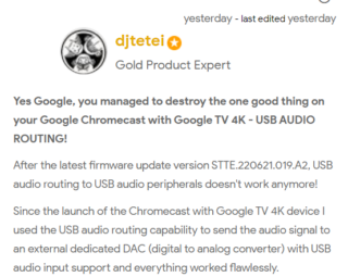 USB Audio routing not working on Chromecast