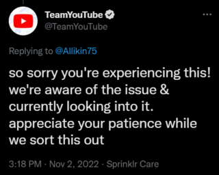YouTube support