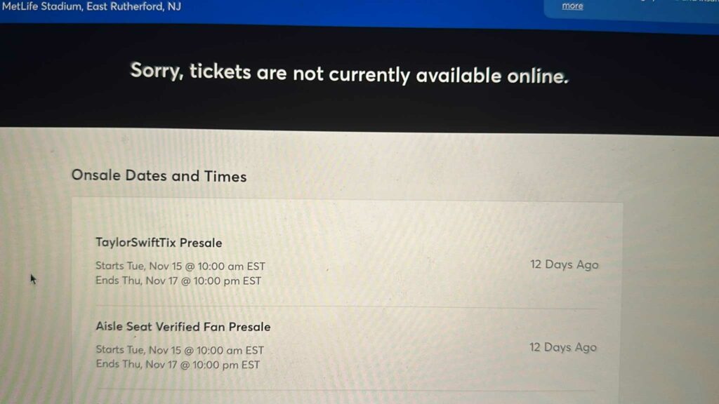 Ticketmaster Taylor Swift Presale access text code not arriving