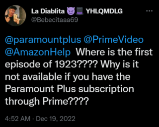 1923 episode missing on Prime